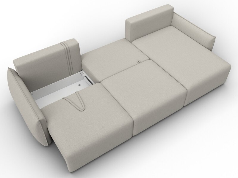 Диван угловой Лига-051 НПБ Лонг угол универсальный, Рогожка, Амур 02 бежевый