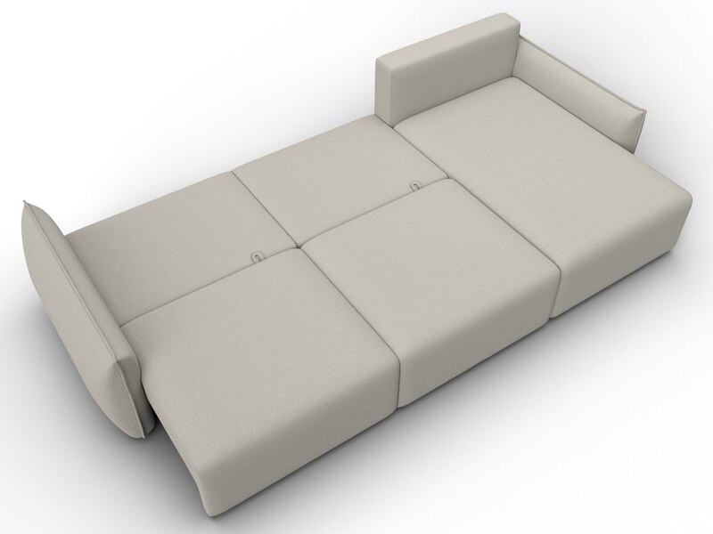 Диван угловой Лига-051 НПБ Лонг угол универсальный, Рогожка, Амур 02 бежевый