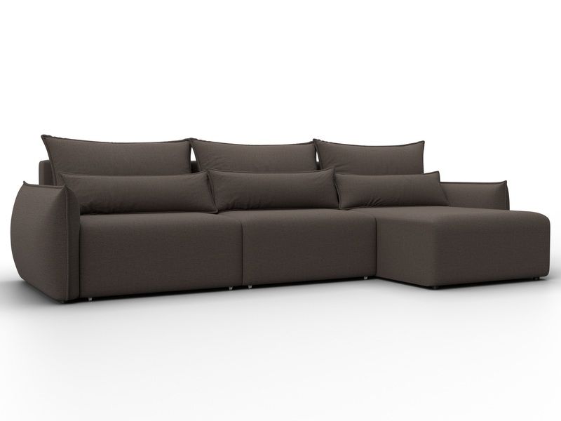 Диван угловой Лига-051 НПБ Лонг угол универсальный, Рогожка, Амур 05 коричневый