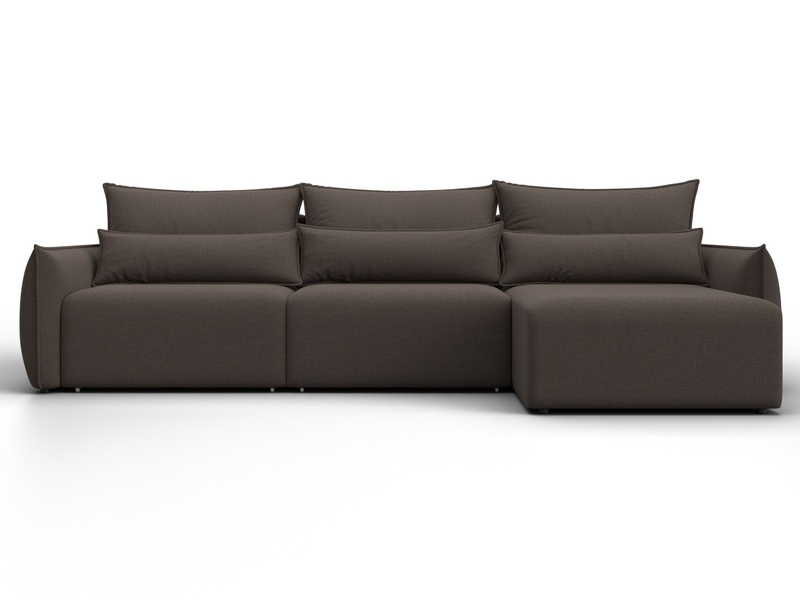 Диван угловой Лига-051 НПБ Лонг угол универсальный, Рогожка, Амур 05 коричневый