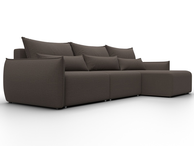 Диван угловой Лига-051 НПБ Лонг угол универсальный, Рогожка, Амур 05 коричневый