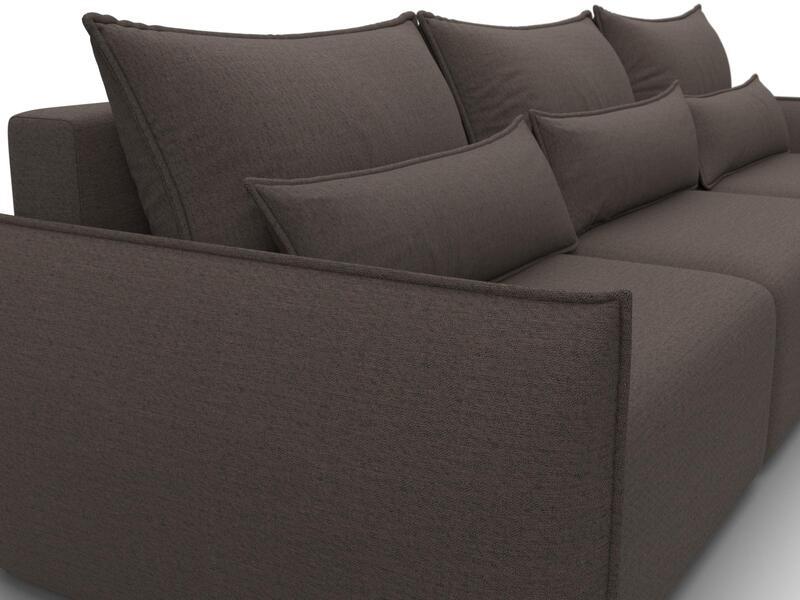 Диван угловой Лига-051 НПБ Лонг угол универсальный, Рогожка, Амур 05 коричневый