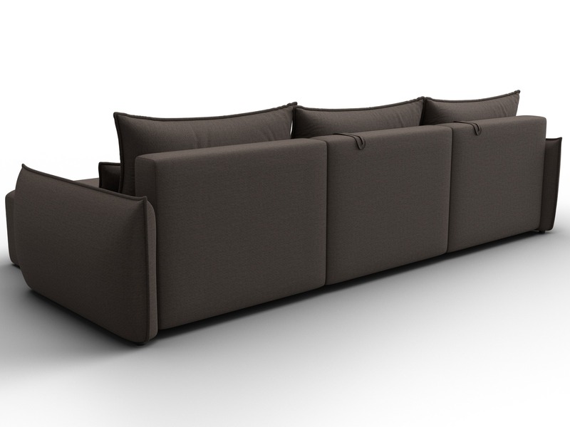 Диван угловой Лига-051 НПБ Лонг угол универсальный, Рогожка, Амур 05 коричневый