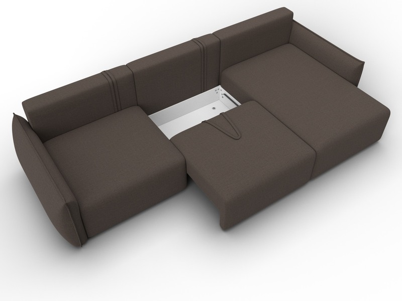 Диван угловой Лига-051 НПБ Лонг угол универсальный, Рогожка, Амур 05 коричневый