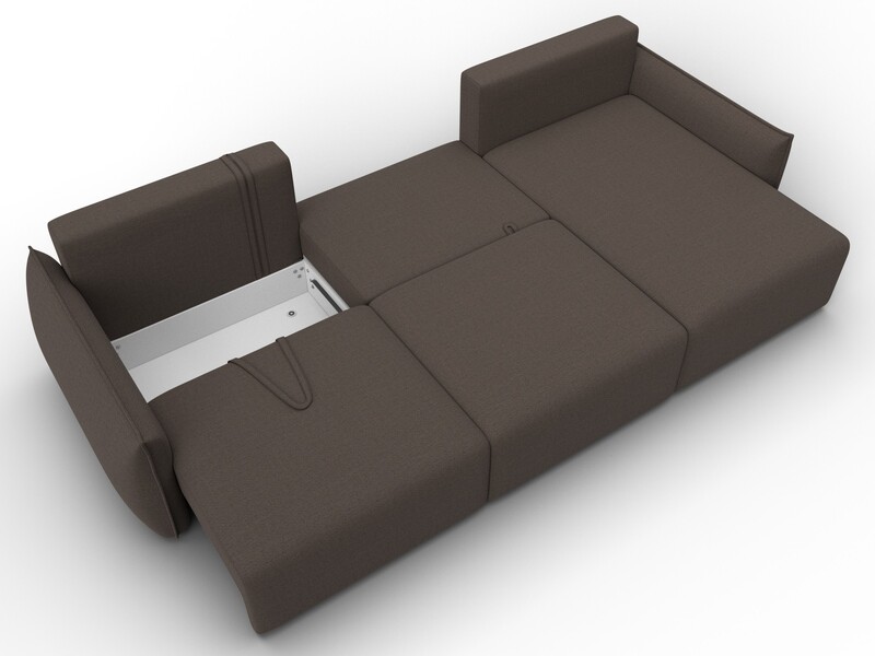 Диван угловой Лига-051 НПБ Лонг угол универсальный, Рогожка, Амур 05 коричневый