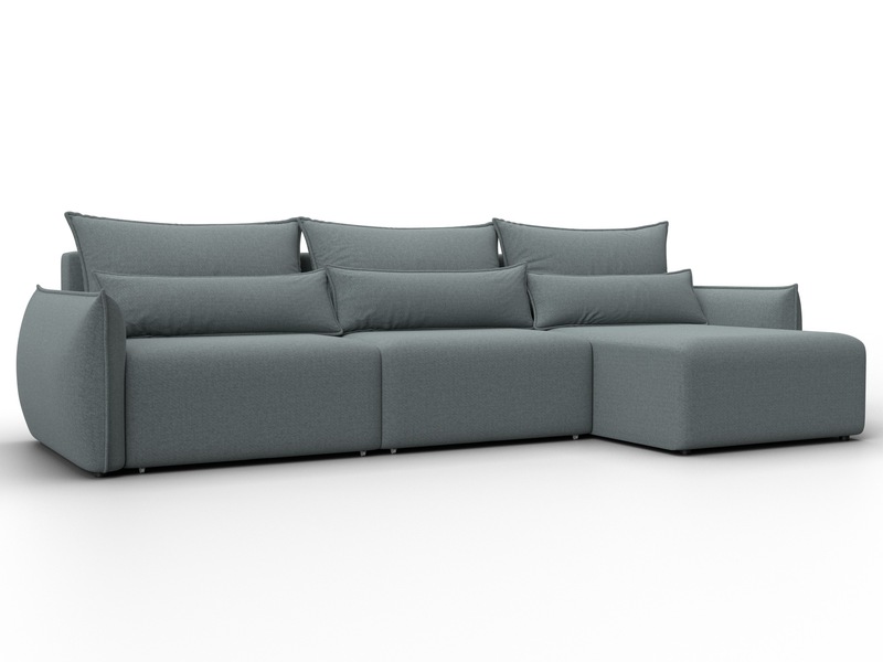 Диван угловой Лига-051 НПБ Лонг угол универсальный, Рогожка, Амур 07 серый