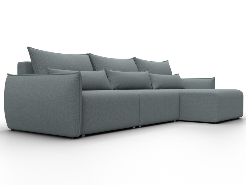 Диван угловой Лига-051 НПБ Лонг угол универсальный, Рогожка, Амур 07 серый