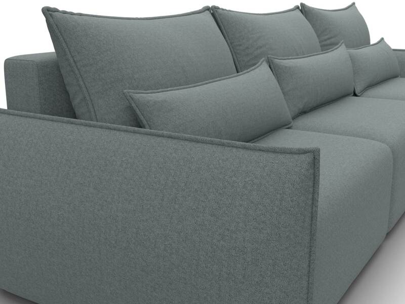 Диван угловой Лига-051 НПБ Лонг угол универсальный, Рогожка, Амур 07 серый