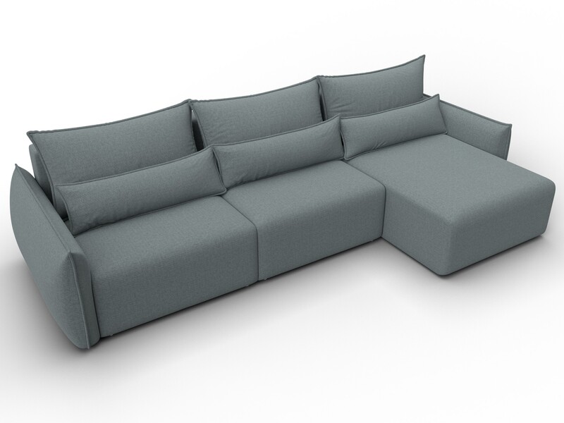 Диван угловой Лига-051 НПБ Лонг угол универсальный, Рогожка, Амур 07 серый