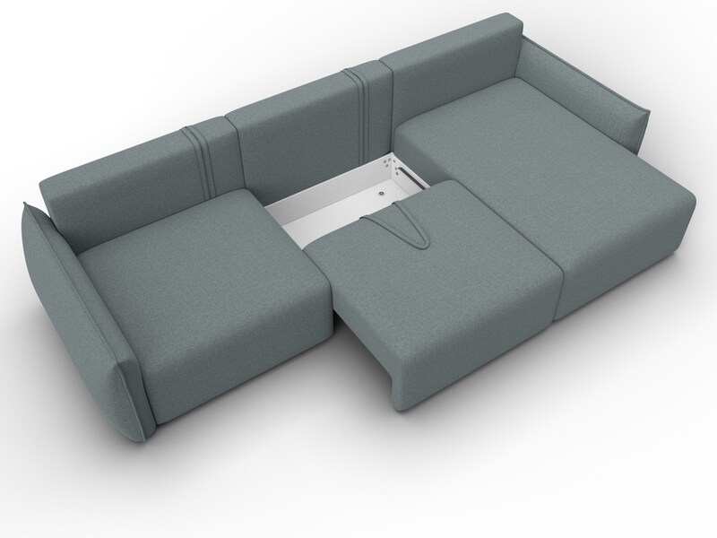 Диван угловой Лига-051 НПБ Лонг угол универсальный, Рогожка, Амур 07 серый