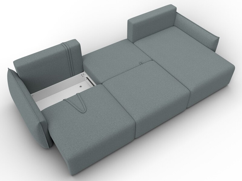 Диван угловой Лига-051 НПБ Лонг угол универсальный, Рогожка, Амур 07 серый