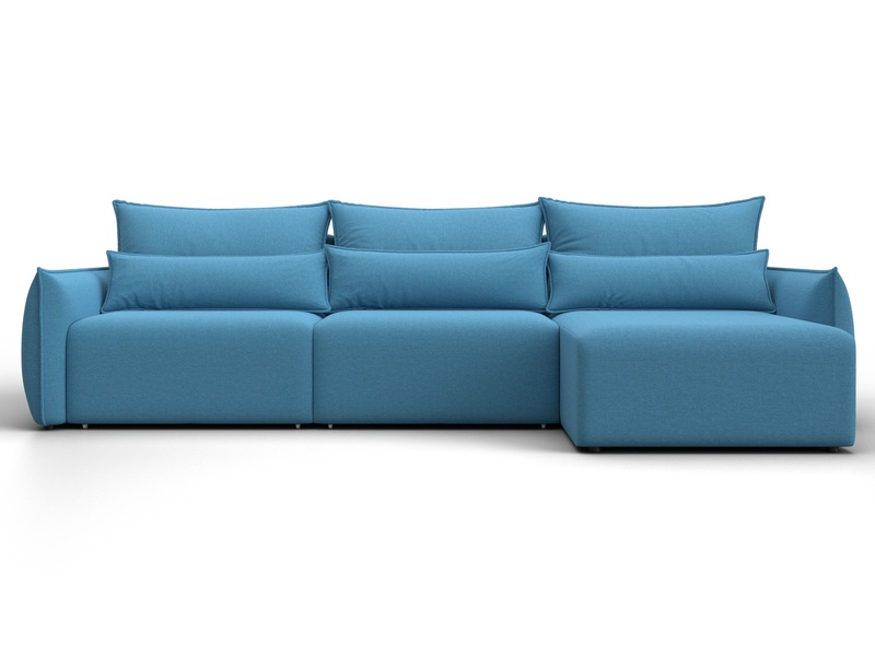 Диван угловой Лига-051 НПБ Лонг угол универсальный, Рогожка, Амур 10 голубой