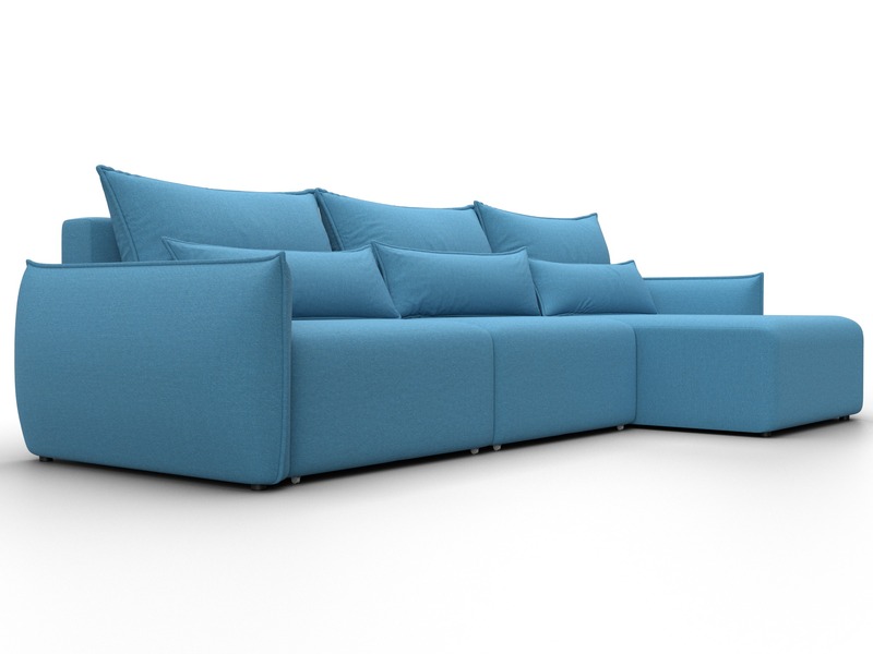 Диван угловой Лига-051 НПБ Лонг угол универсальный, Рогожка, Амур 10 голубой