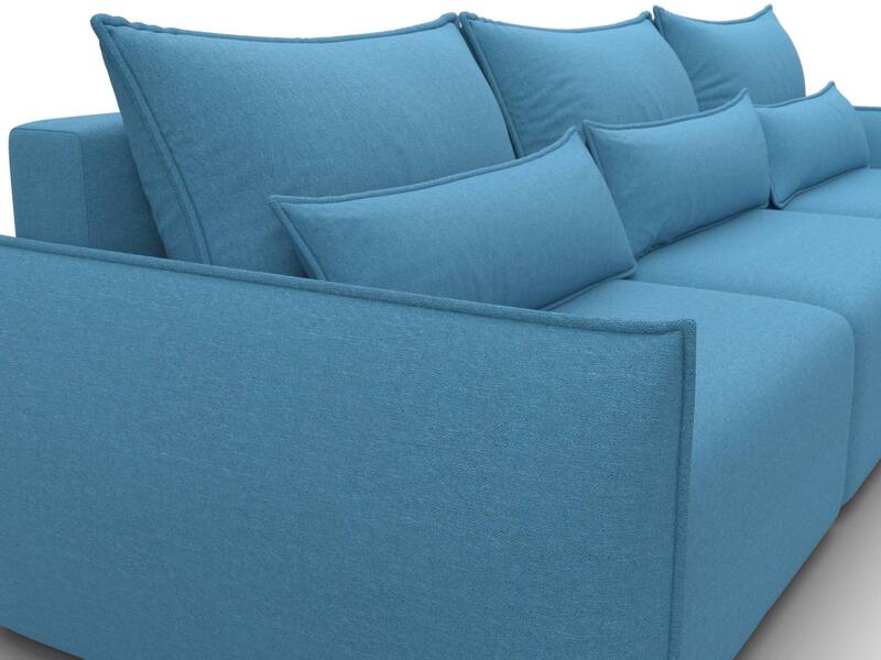 Диван угловой Лига-051 НПБ Лонг угол универсальный, Рогожка, Амур 10 голубой