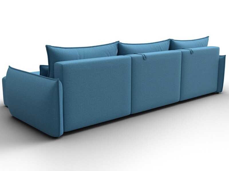 Диван угловой Лига-051 НПБ Лонг угол универсальный, Рогожка, Амур 10 голубой