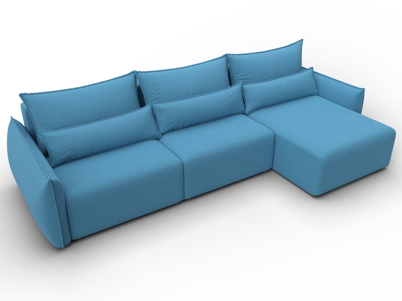 Диван угловой Лига-051 НПБ Лонг угол универсальный, Рогожка, Амур 10 голубой