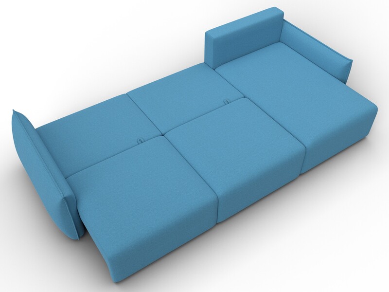 Диван угловой Лига-051 НПБ Лонг угол универсальный, Рогожка, Амур 10 голубой