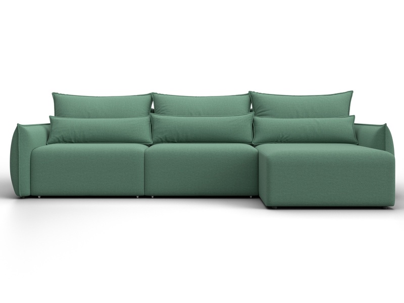 Диван угловой Лига-051 НПБ Лонг угол универсальный, Рогожка, Амур 11 зеленый