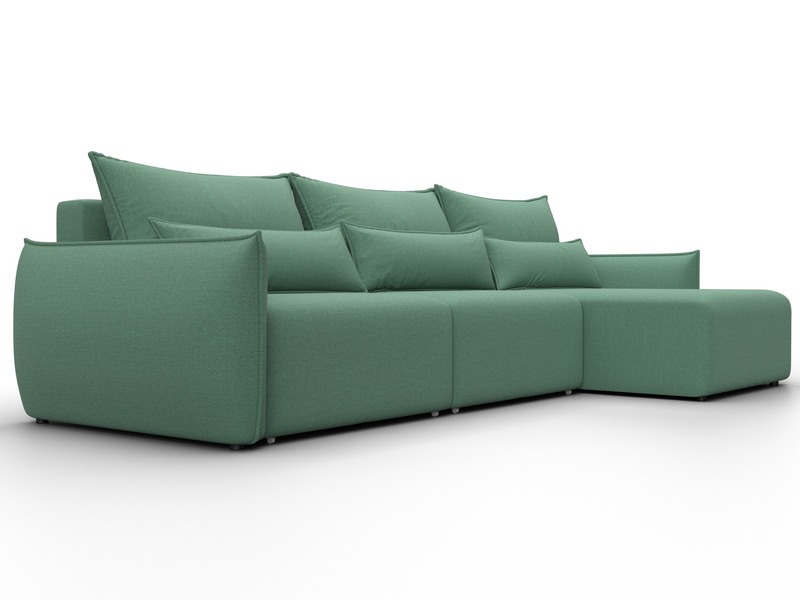 Диван угловой Лига-051 НПБ Лонг угол универсальный, Рогожка, Амур 11 зеленый