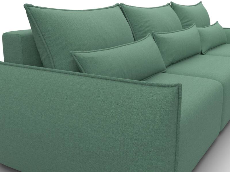 Диван угловой Лига-051 НПБ Лонг угол универсальный, Рогожка, Амур 11 зеленый