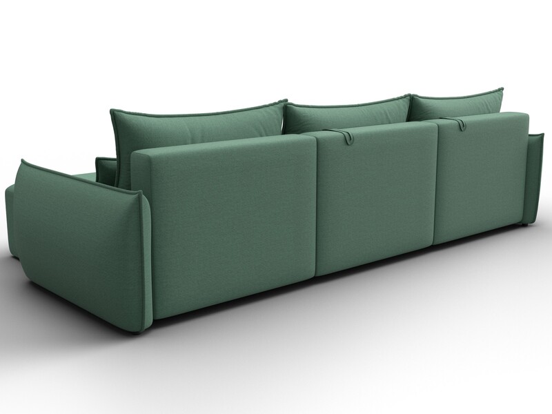 Диван угловой Лига-051 НПБ Лонг угол универсальный, Рогожка, Амур 11 зеленый