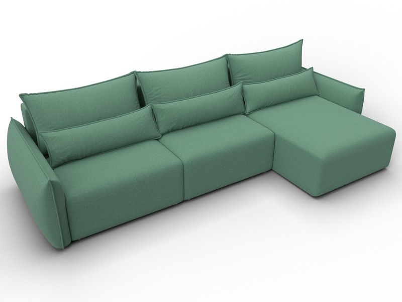 Диван угловой Лига-051 НПБ Лонг угол универсальный, Рогожка, Амур 11 зеленый