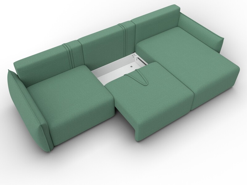 Диван угловой Лига-051 НПБ Лонг угол универсальный, Рогожка, Амур 11 зеленый