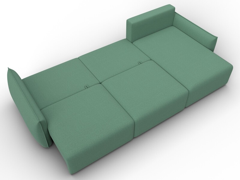 Диван угловой Лига-051 НПБ Лонг угол универсальный, Рогожка, Амур 11 зеленый