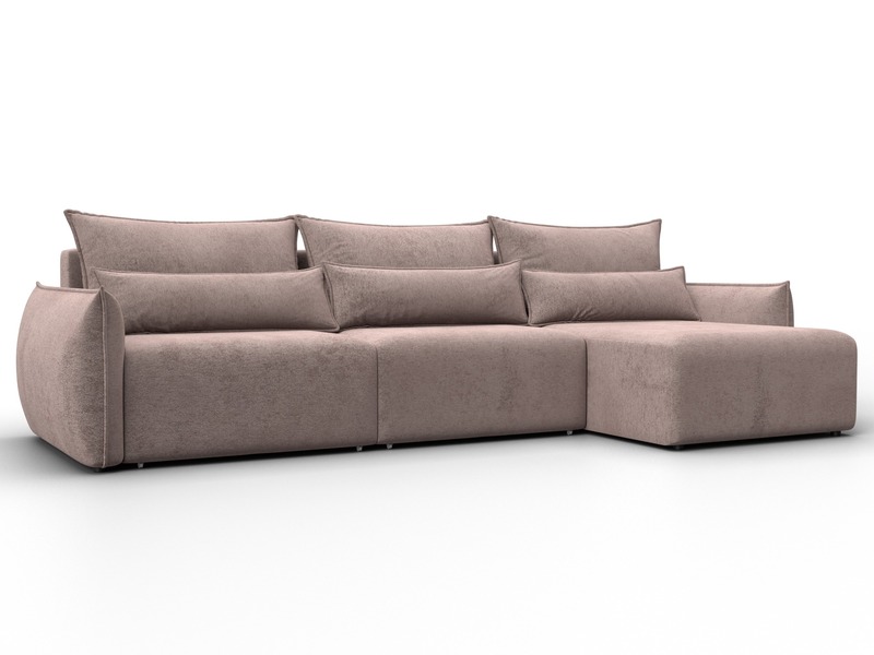 Диван угловой Лига-051 НПБ Лонг угол универсальный, Велюр, TOWER 05 бежевый