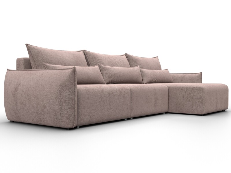 Диван угловой Лига-051 НПБ Лонг угол универсальный, Велюр, TOWER 05 бежевый