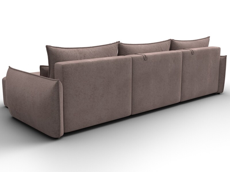 Диван угловой Лига-051 НПБ Лонг угол универсальный, Велюр, TOWER 05 бежевый