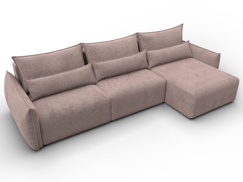 Диван угловой Лига-051 НПБ Лонг угол универсальный, Велюр, TOWER 05 бежевый