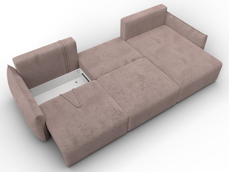 Диван угловой Лига-051 НПБ Лонг угол универсальный, Велюр, TOWER 05 бежевый