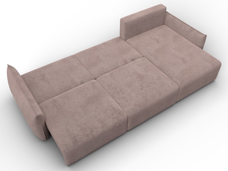 Диван угловой Лига-051 НПБ Лонг угол универсальный, Велюр, TOWER 05 бежевый