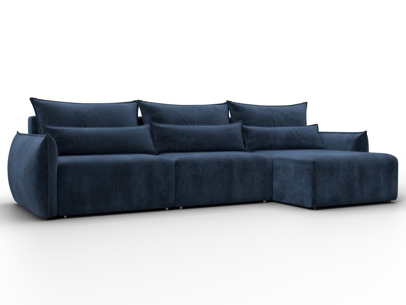 Диван угловой Лига-051 НПБ Лонг угол универсальный, Велюр, TOWER 13 синий