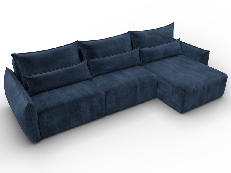 Диван угловой Лига-051 НПБ Лонг угол универсальный, Велюр, TOWER 13 синий