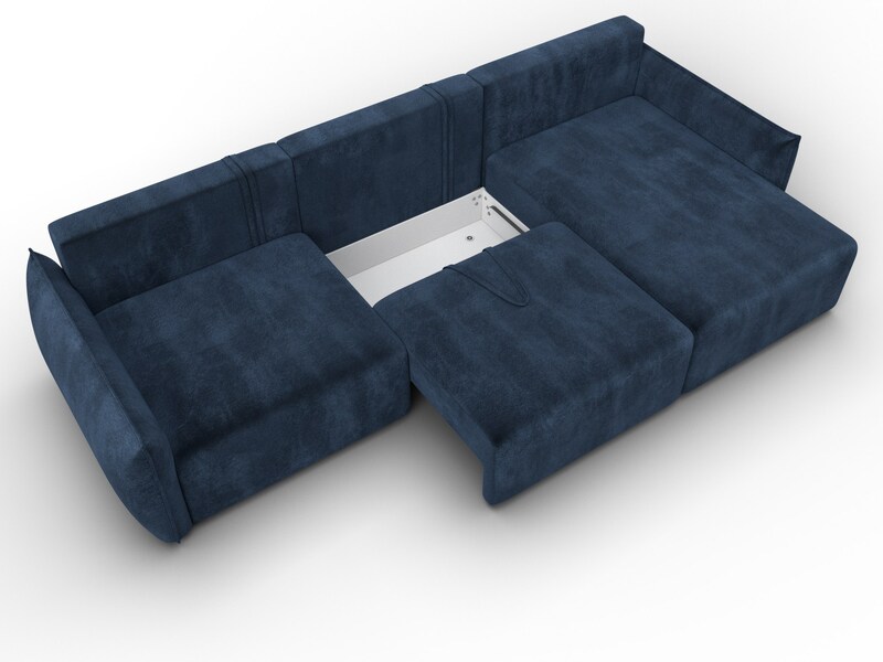 Диван угловой Лига-051 НПБ Лонг угол универсальный, Велюр, TOWER 13 синий