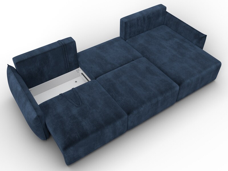 Диван угловой Лига-051 НПБ Лонг угол универсальный, Велюр, TOWER 13 синий