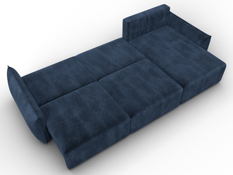 Диван угловой Лига-051 НПБ Лонг угол универсальный, Велюр, TOWER 13 синий