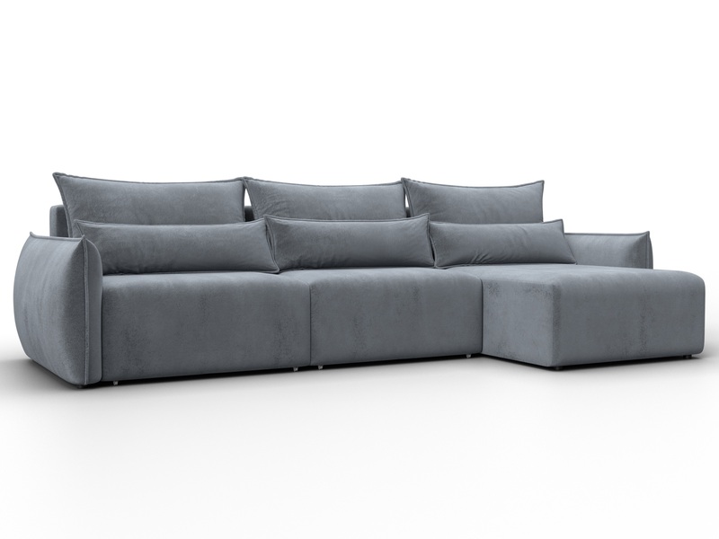 Диван угловой Лига-051 НПБ Лонг угол универсальный, Велюр, TOWER 10 серый