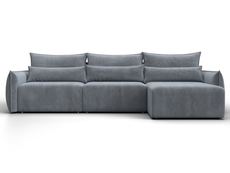 Диван угловой Лига-051 НПБ Лонг угол универсальный, Велюр, TOWER 10 серый