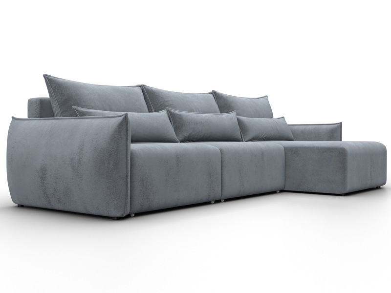 Диван угловой Лига-051 НПБ Лонг угол универсальный, Велюр, TOWER 10 серый