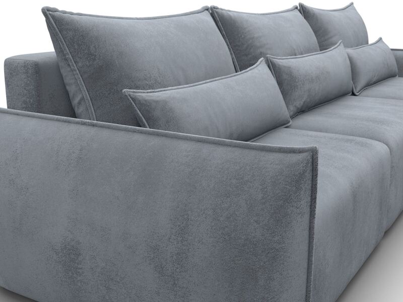 Диван угловой Лига-051 НПБ Лонг угол универсальный, Велюр, TOWER 10 серый