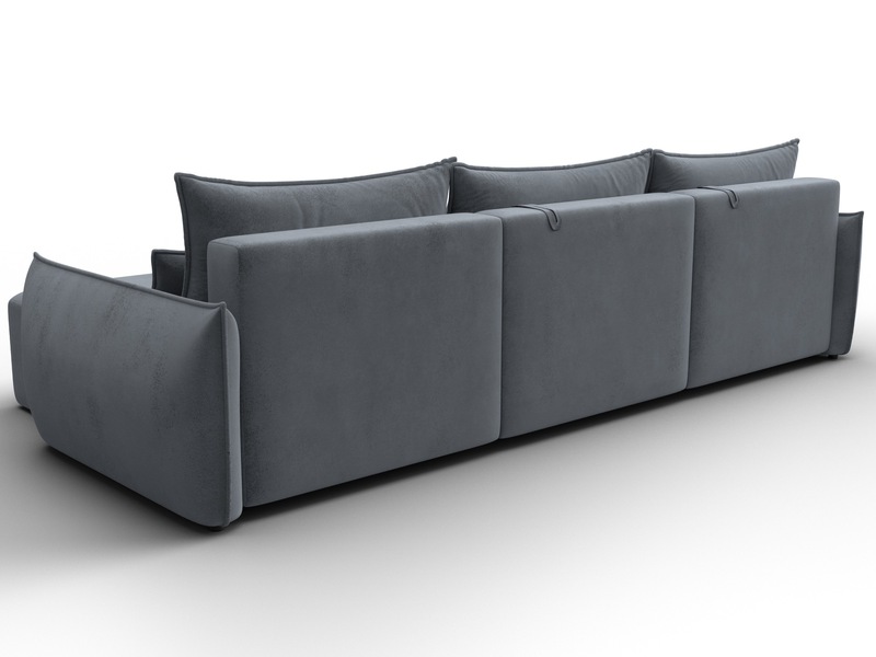 Диван угловой Лига-051 НПБ Лонг угол универсальный, Велюр, TOWER 10 серый