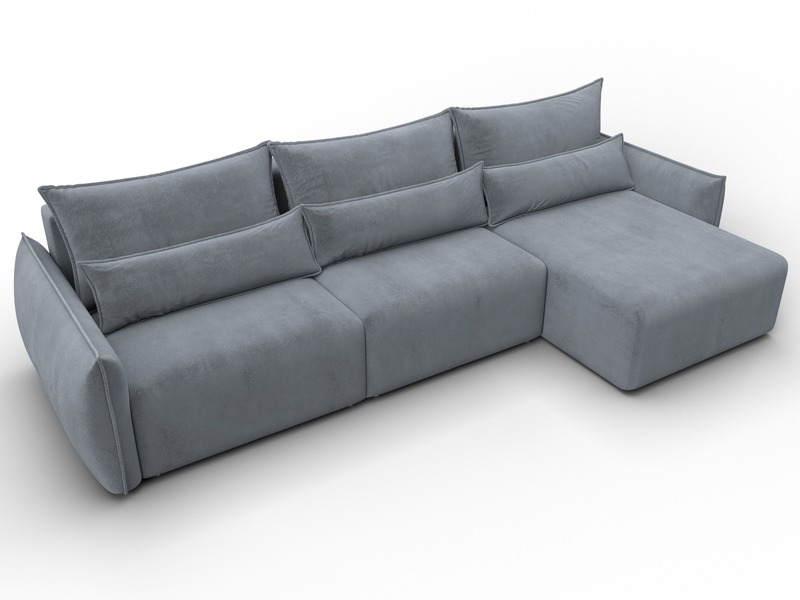 Диван угловой Лига-051 НПБ Лонг угол универсальный, Велюр, TOWER 10 серый