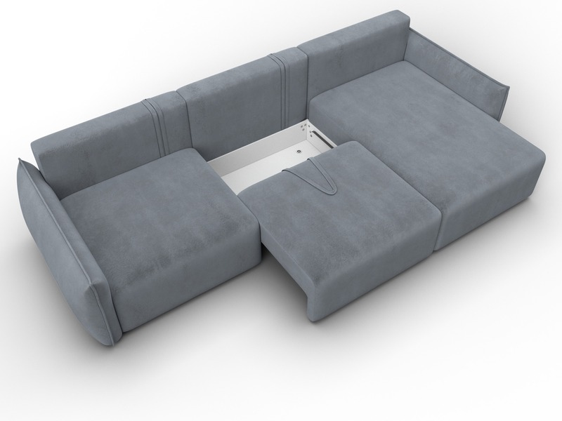 Диван угловой Лига-051 НПБ Лонг угол универсальный, Велюр, TOWER 10 серый