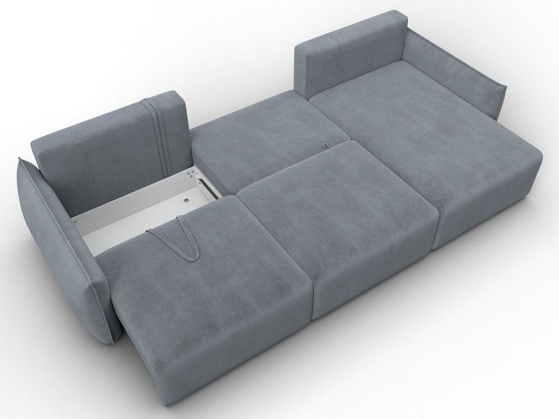 Диван угловой Лига-051 НПБ Лонг угол универсальный, Велюр, TOWER 10 серый