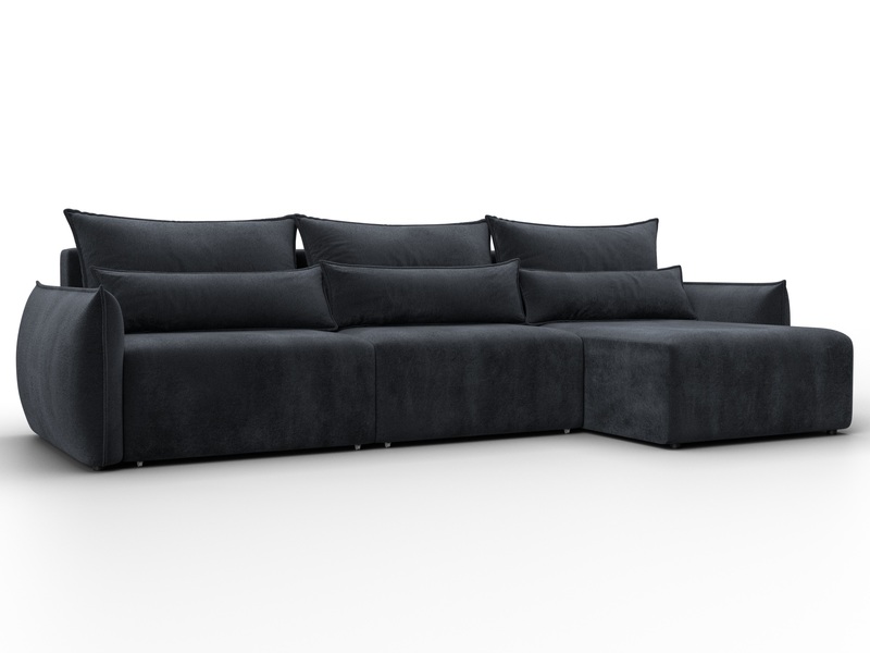 Диван угловой Лига-051 НПБ Лонг угол универсальный, Велюр, TOWER 11 темно-серый