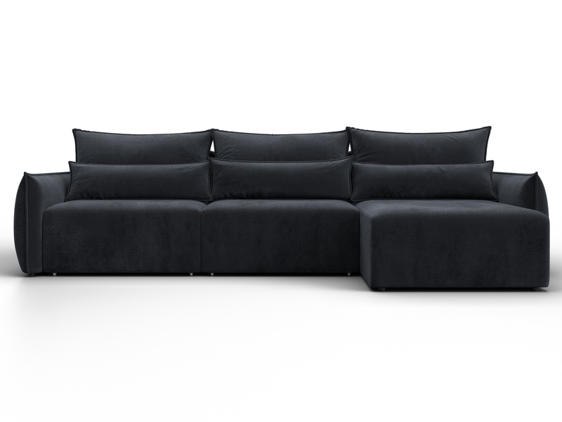 Диван угловой Лига-051 НПБ Лонг угол универсальный, Велюр, TOWER 11 темно-серый