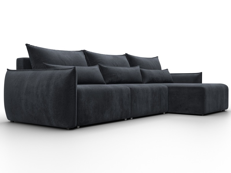 Диван угловой Лига-051 НПБ Лонг угол универсальный, Велюр, TOWER 11 темно-серый